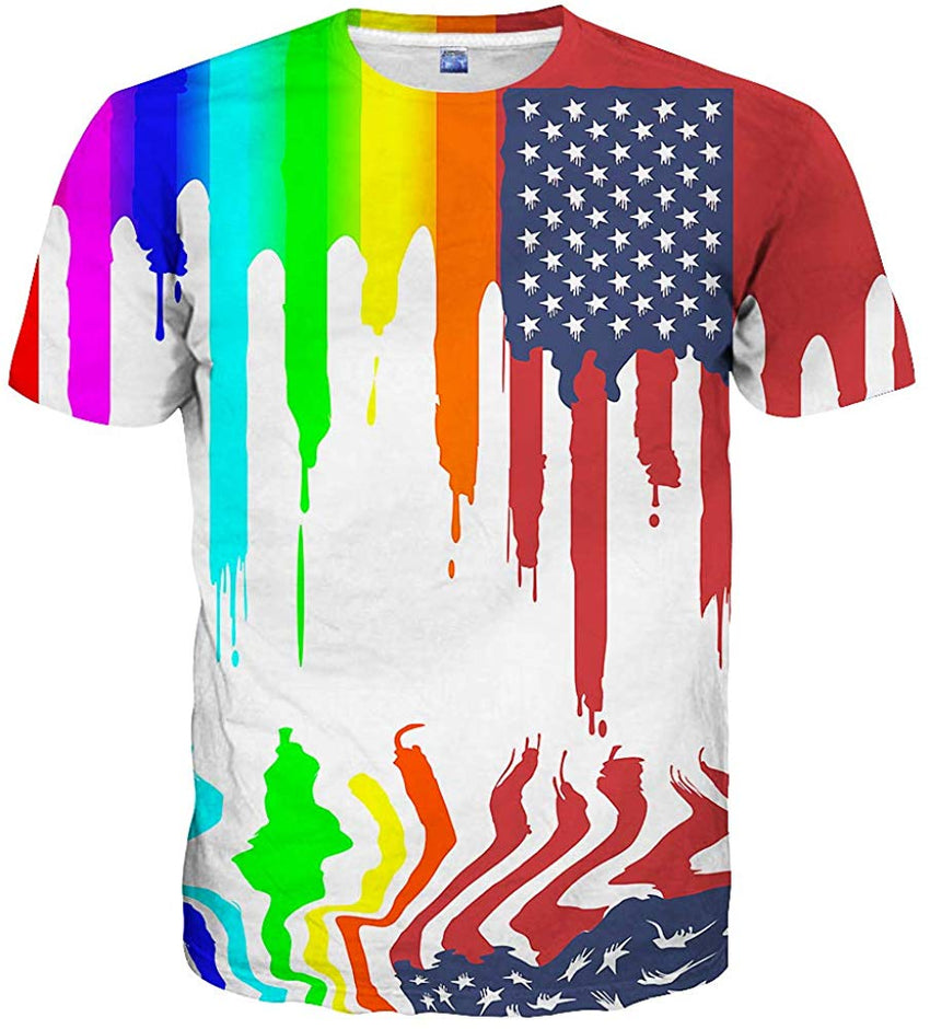 Unisex Casual 3D Print Short Sleeve T Shirt Tees White 60