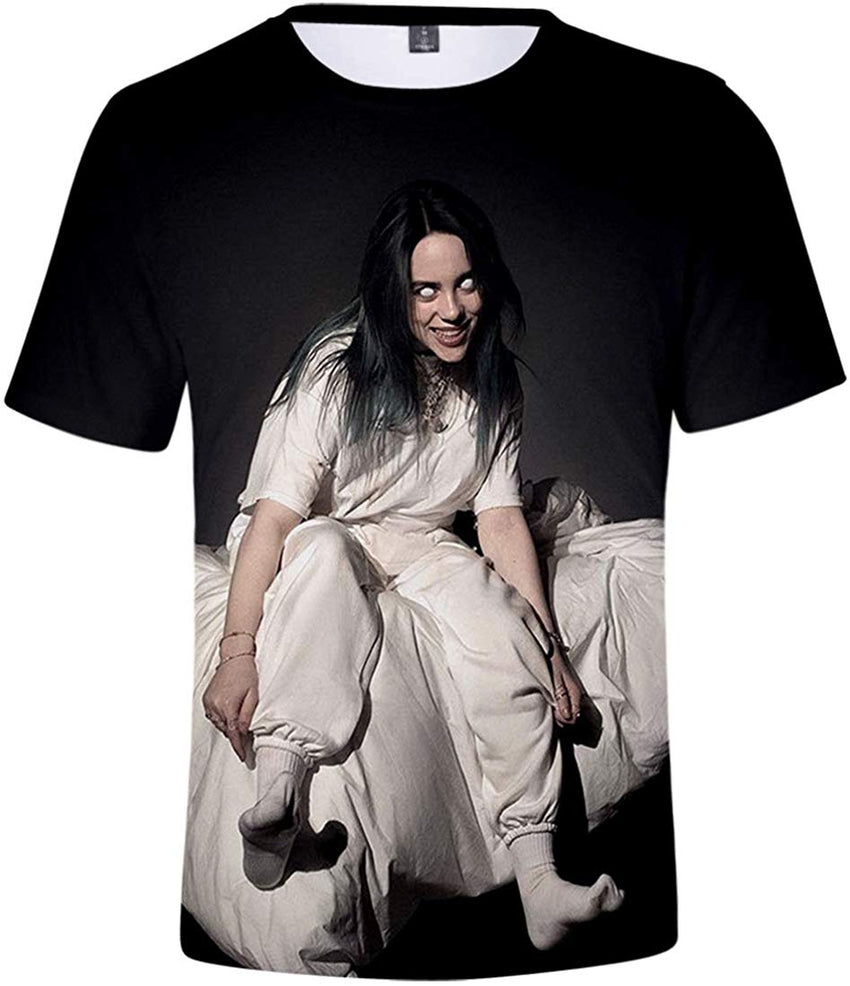 Women 3D Printed T Shirt Casual Tees for Music Fans A Black 03