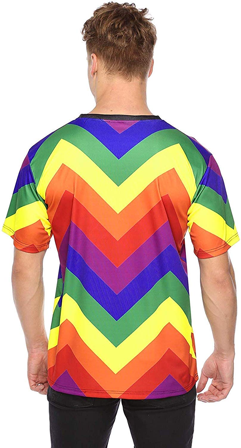 Unisex 3D Novelty Tshirts Men Graphic Funny Tees Printed Crewneck Short Sleeve Summer Top T Shirts Rainbow Top
