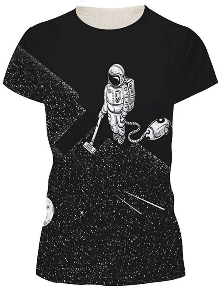 Unisex 3D Print Short Sleeve T Shirt Fashion Couple Tees Sweeping Robot