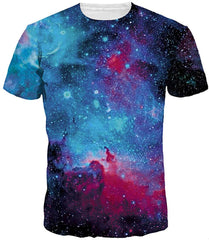 Sanatty Unisex Womens Mens Summer T Shirts Graphic 3D Galaxy T Shirts Tops Couple Tees Purple Blue Galaxy