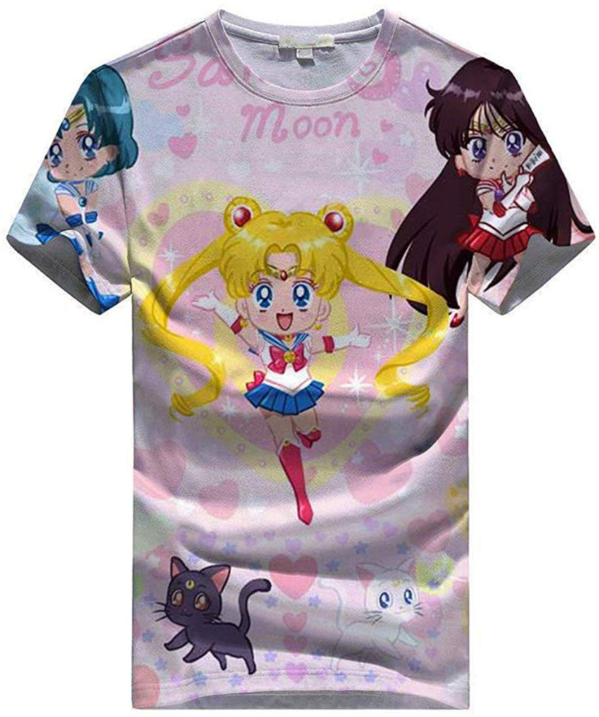Women Sailor Moon 3D Graphic T Shirt Casual Top Sailor Family2