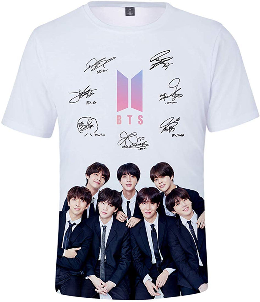 Women's Novelty T Shirts Kpop BTS Tee Tops Bangtan Boys 3D Printed Shirts J Hope RM Jimin V Jung Kook Signature