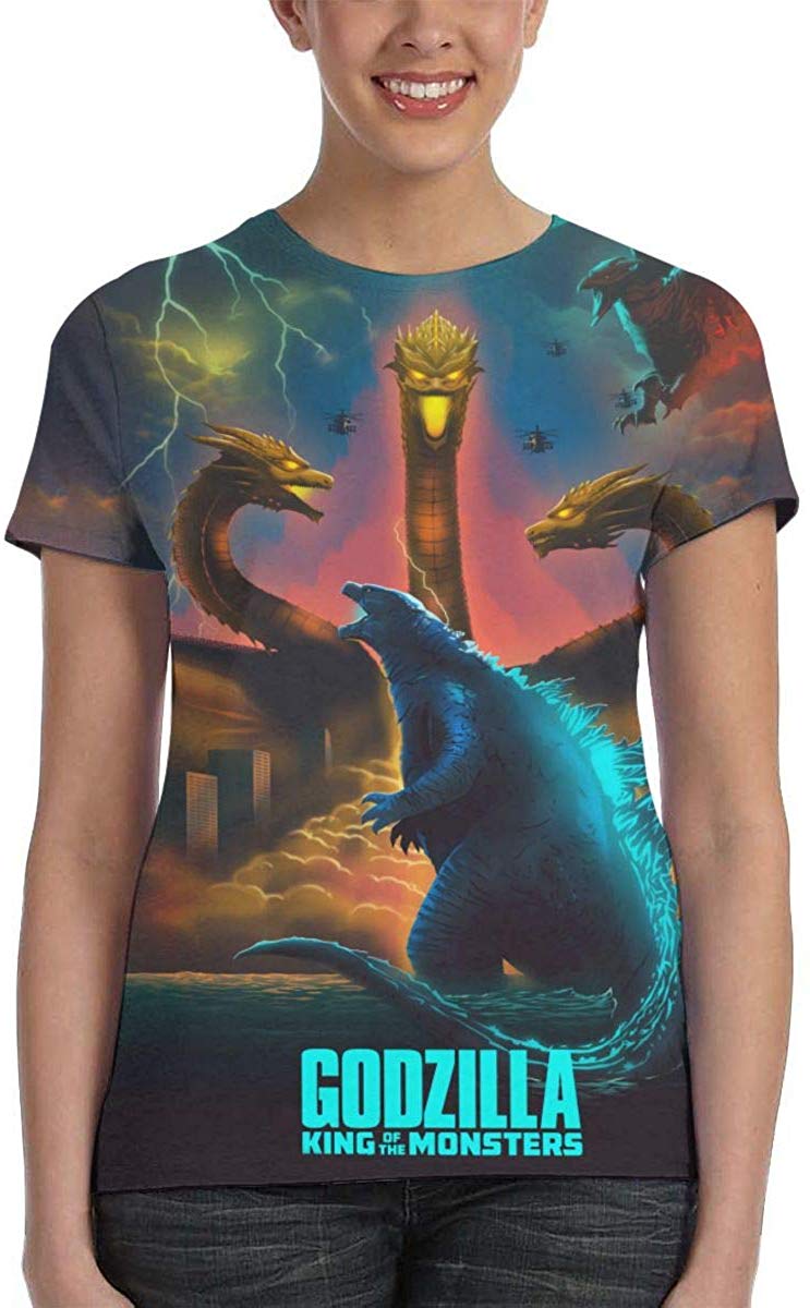 Womens God Zilla 2 King of Monsters 3D Printed Short Sleeves Shirt Godzi9