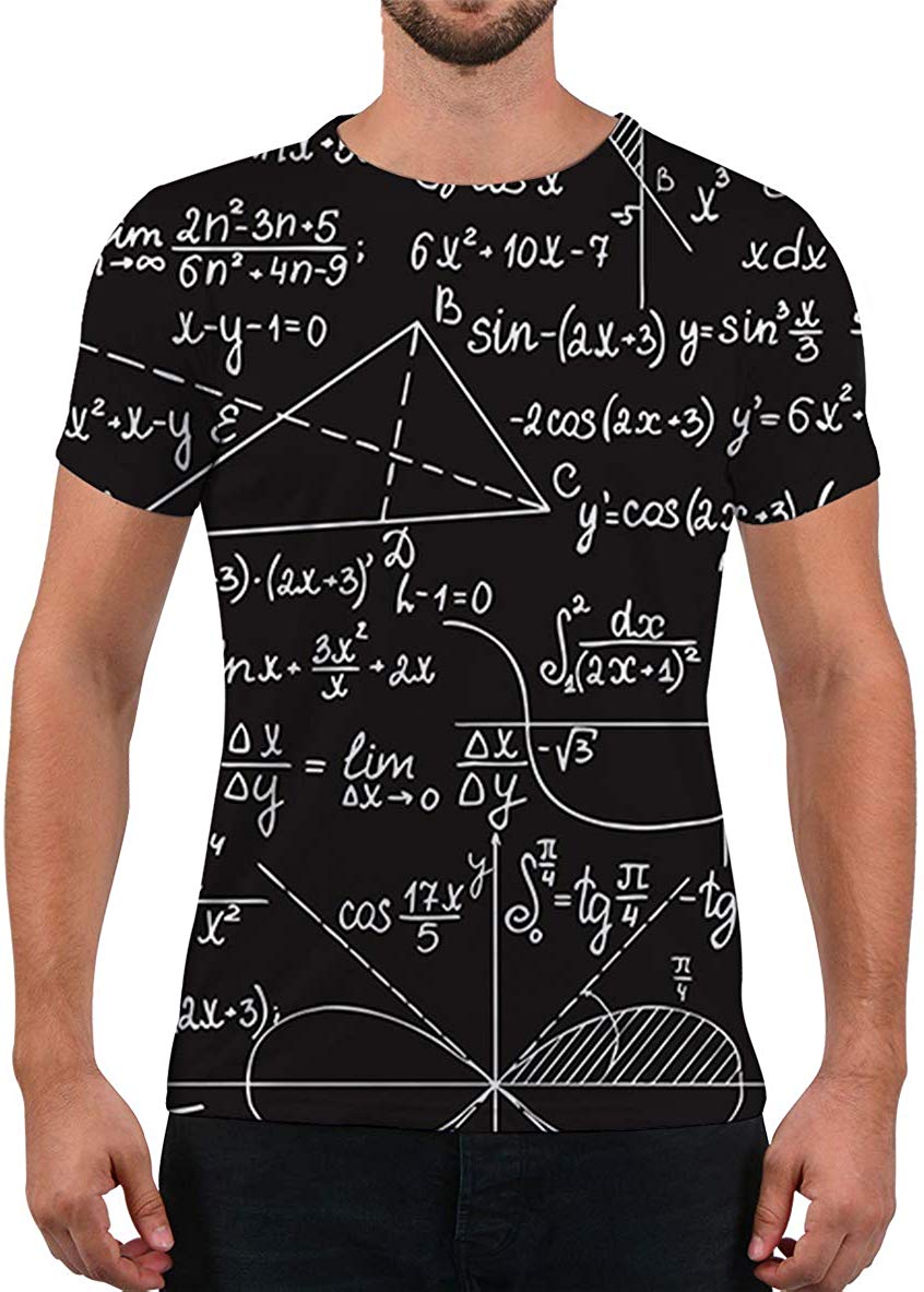 Unisex Fashion 3D Print T Shirts Funny Graphics Pattern Crewneck Short Sleeve Tees for Mens Womens Mathematics