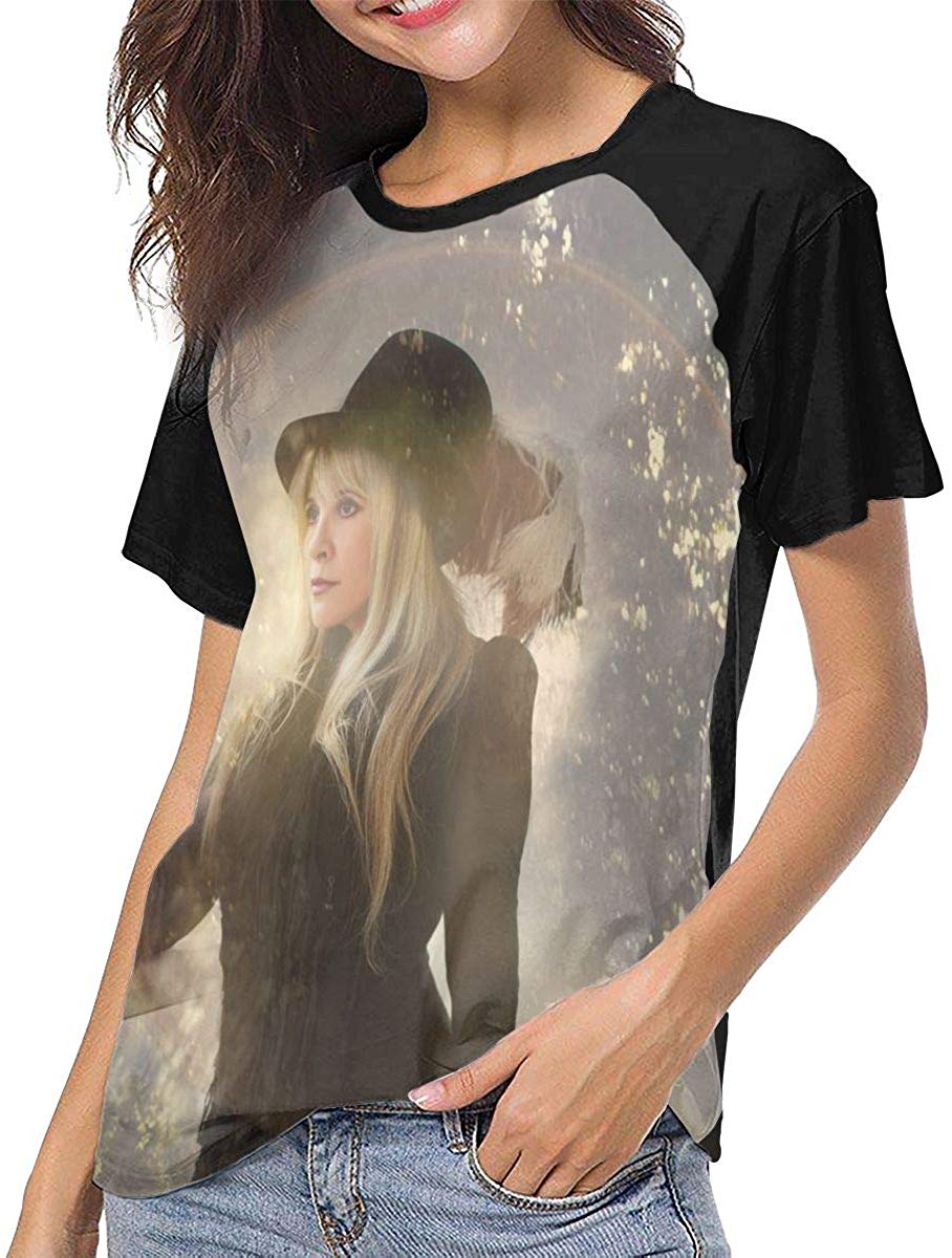 Back to The Gypsy That I was Womens 3D Print Baseball T Shirt Stevie Nicks Retro Raglan T Shirt Black Stevie Nicks 3