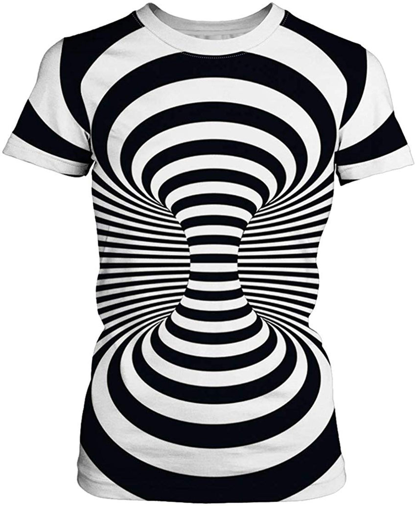 Women Summer T Shirt 3D Pattern Print Funny Short Sleeve Tee Couple Shirt Vortex 015 c