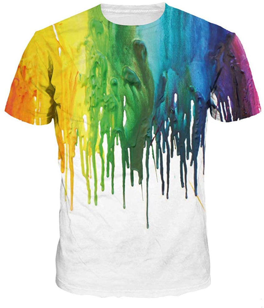 Sanatty Unisex Womens Mens Summer T Shirts Graphic 3D Galaxy T Shirts Tops Couple Tees White Paint