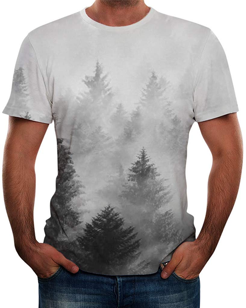 Men Summer New Full 3D Printed T Shirt Plus Size S 3XL Cool Printing Top Blouse Gray