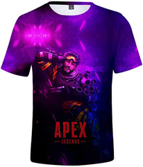 Fashion Apex T Shirt 3D Printed Game Topic Apex Legends Shirt for Men Women Teen A Mirage Purple