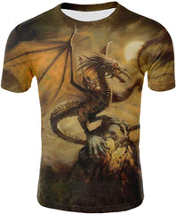 Men's Dragon 3D Printed Short Sleeve Fashion T Shirt,6 Colors,M 3XL The Dragon Knight