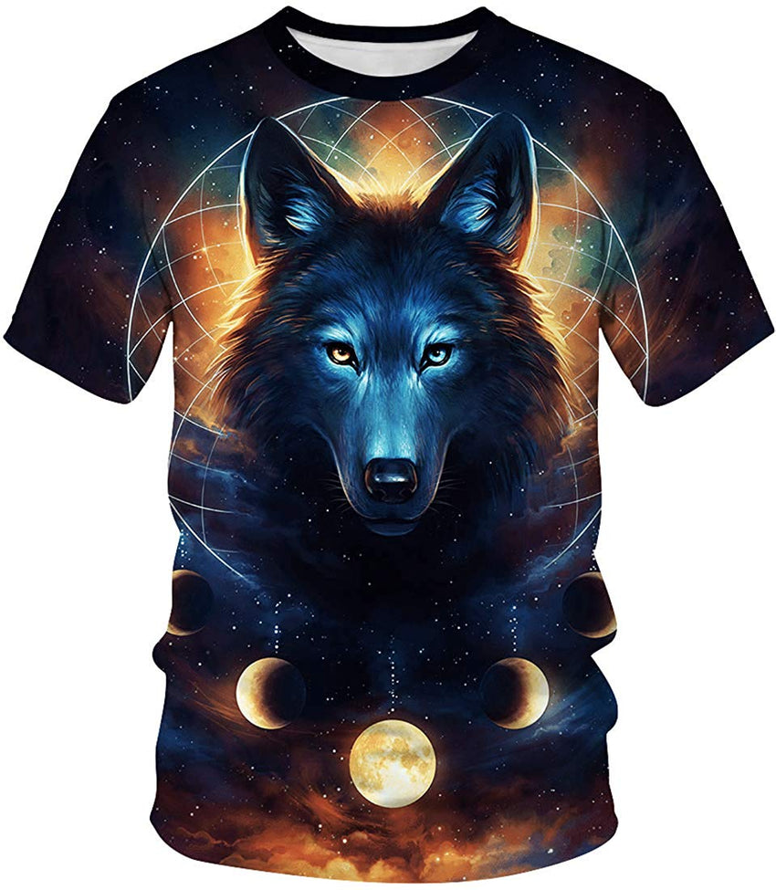 Men's Novelty T Shirt 3D Animal Patterns Short Sleeves s Star Wolf 1