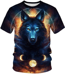 Men's Novelty T Shirt 3D Animal Patterns Short Sleeves s Star Wolf 1