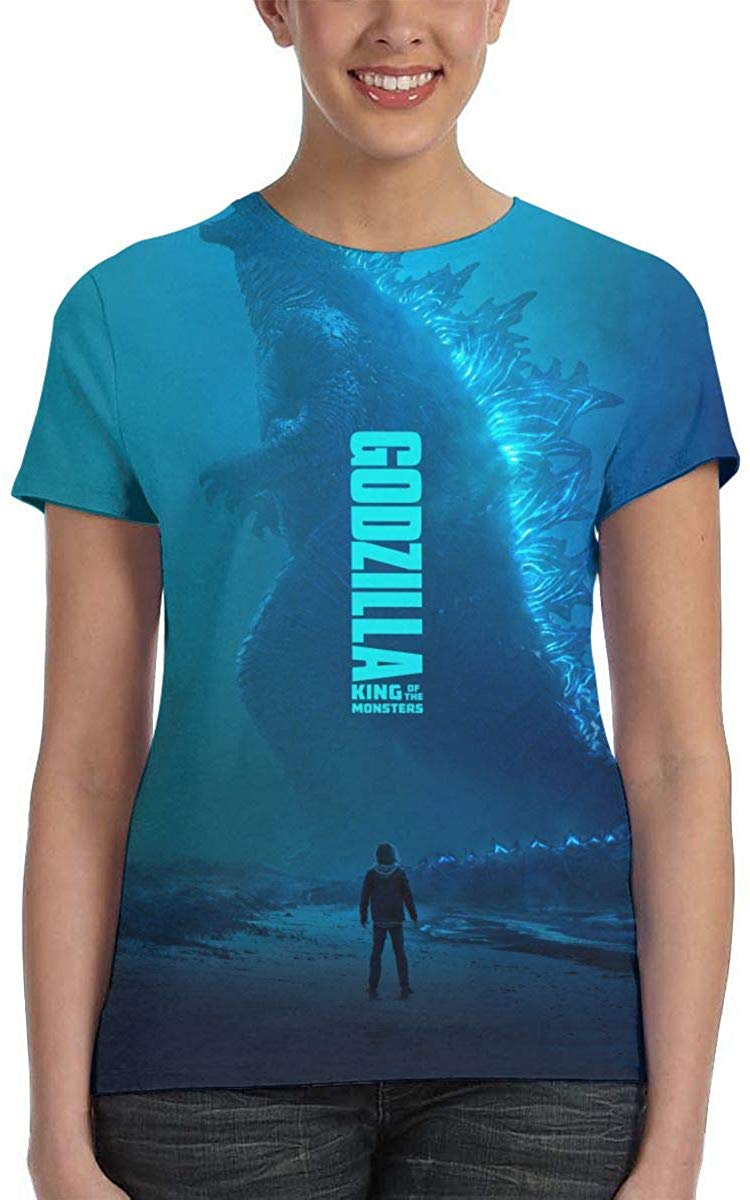 Womens God Zilla 2 King of Monsters 3D Printed Short Sleeves Shirt godzi41