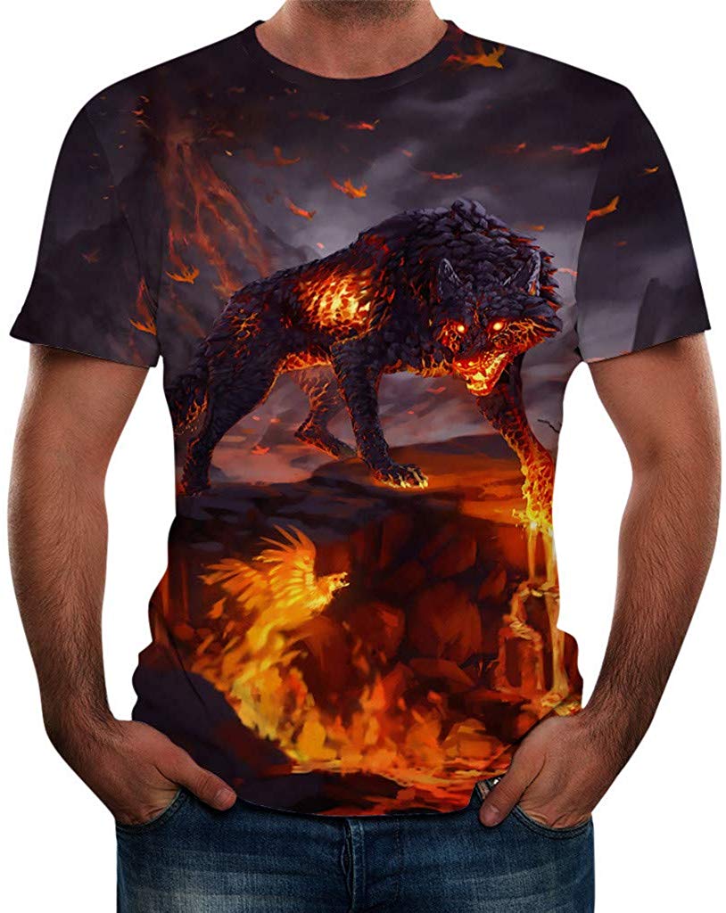 Men Summer New Full 3D Printed T Shirt Plus Size S 3XL Cool Printing Top Blouse Dark Blue
