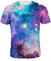 Unisex 3D Wolf T Shirts Couples Summer Short Sleeve T Shirts Casual Tees Colorful Galaxy