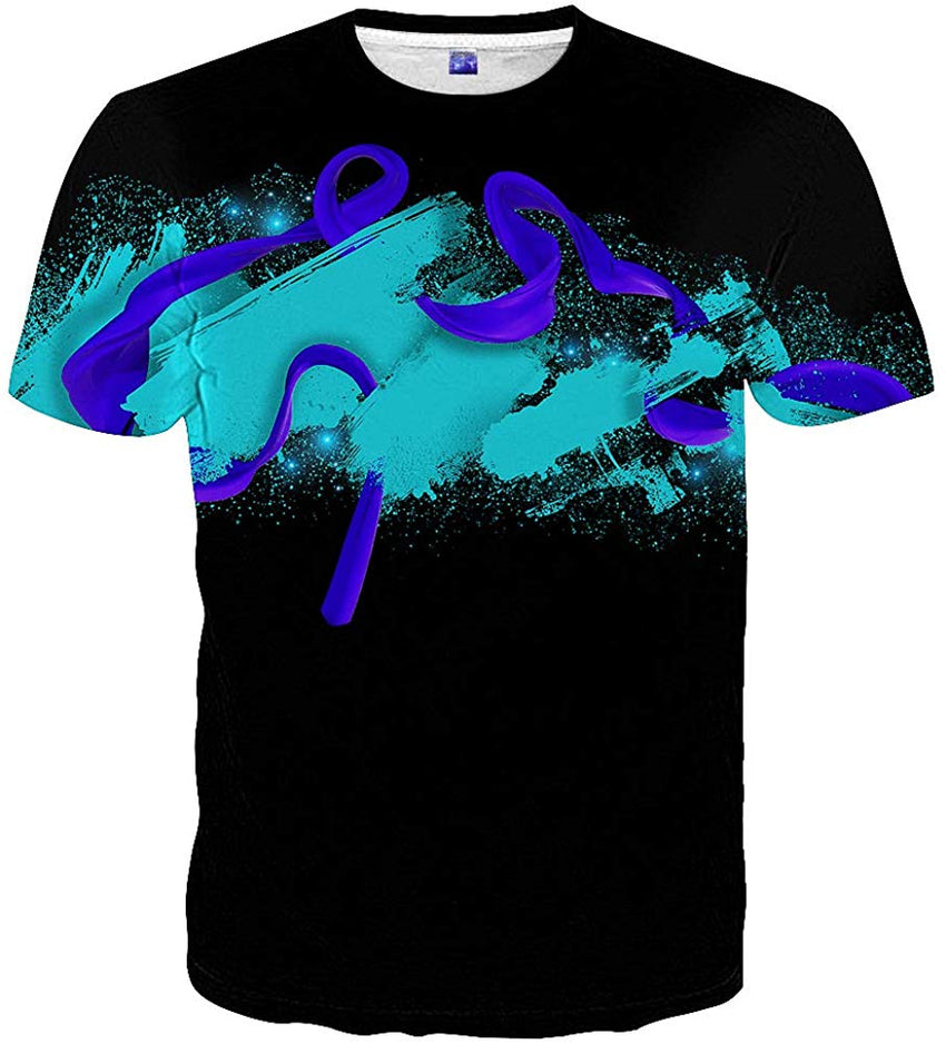 Unisex Casual 3D Print Short Sleeve T Shirt Tees Black 58