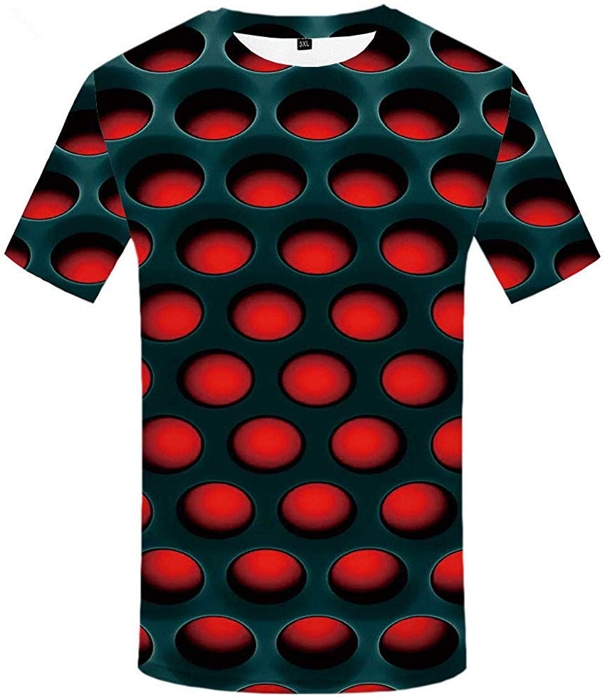 Unisex 3D Printed Creative Graphic Short Sleeved Soft T Shirt for Men Tee Red