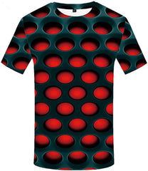 Unisex 3D Printed Creative Graphic Short Sleeved Soft T Shirt for Men Tee Red