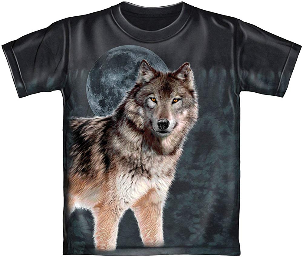 Wolf Midnight Moon Tie Dye Adult Tee Shirt Nature Men