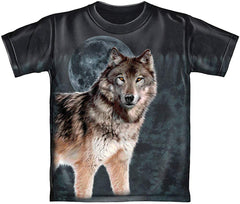 Wolf Midnight Moon Tie Dye Adult Tee Shirt Nature Men