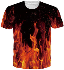 Unisex Short Sleeve 3D Digital Printed Personalized T Shirts Tees Fire Flame 1