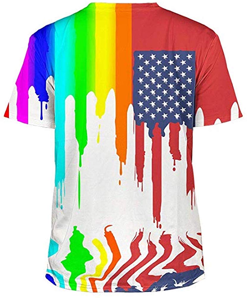 Unisex 3D Novelty Tshirts Men Graphic Funny Tees Printed Crewneck Short Sleeve Summer Top T Shirts Ink Painting Black