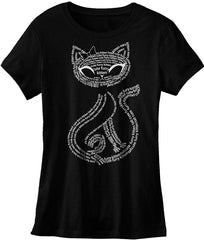 Vintage Cute Sassy Cat Kitty Print t Shirts for Women Letter Cat Black