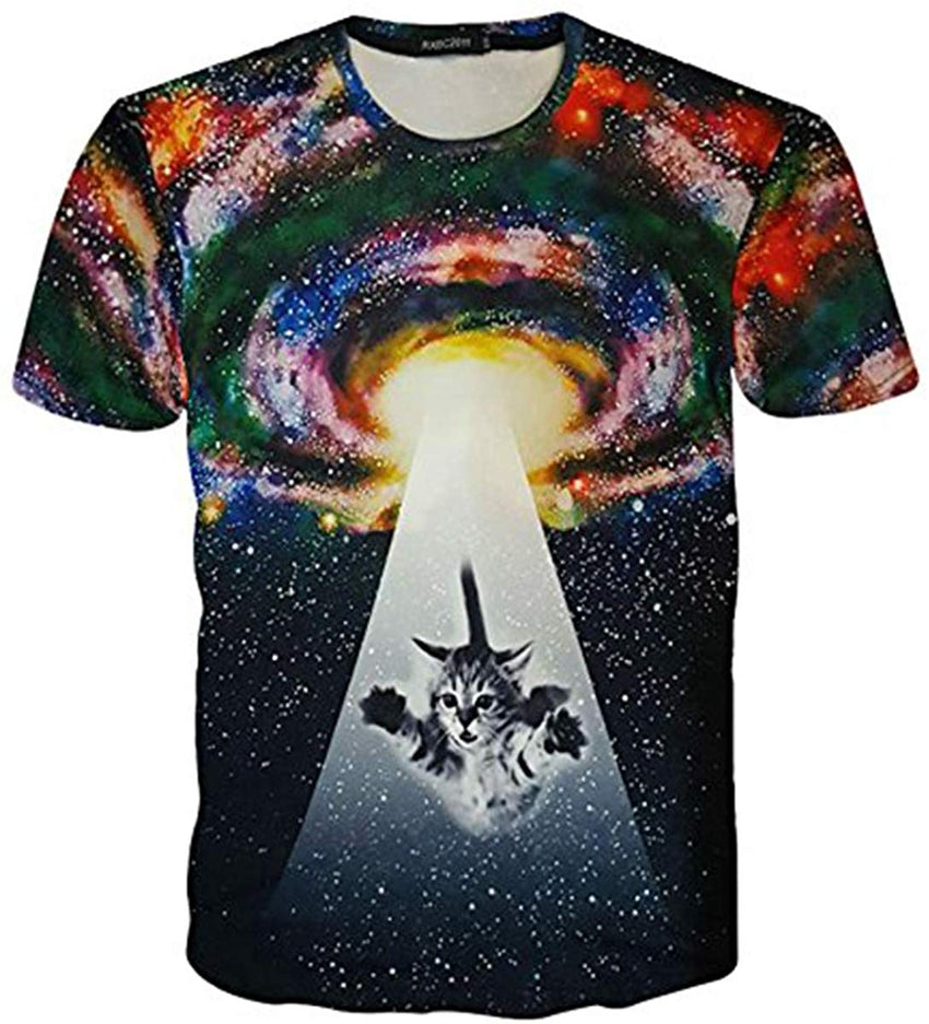 Men's American Flag Eagle and Cat Printed T Shirt XS 5XL¡ꡧUS Size XXS ¡ê3XL Alien Cat