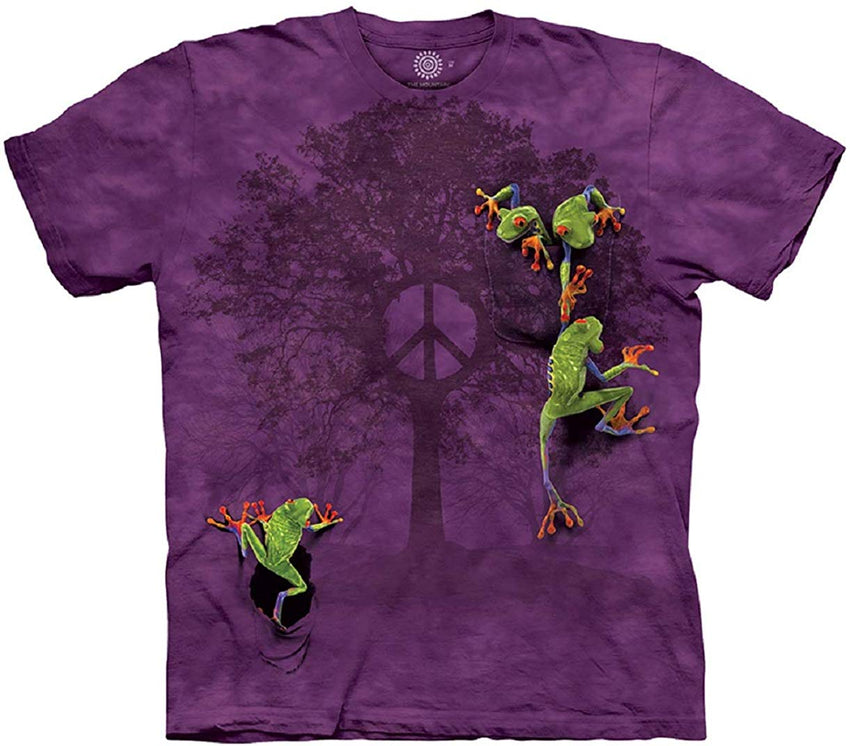 Peace Tree Frog T Shirt Men&rsquo;s Short Sleeve Purple