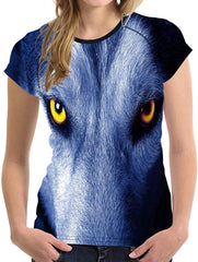 Horse Print Women T Shirt Art Design Tee Girls Elastic Short Sleeve Cool Wolf