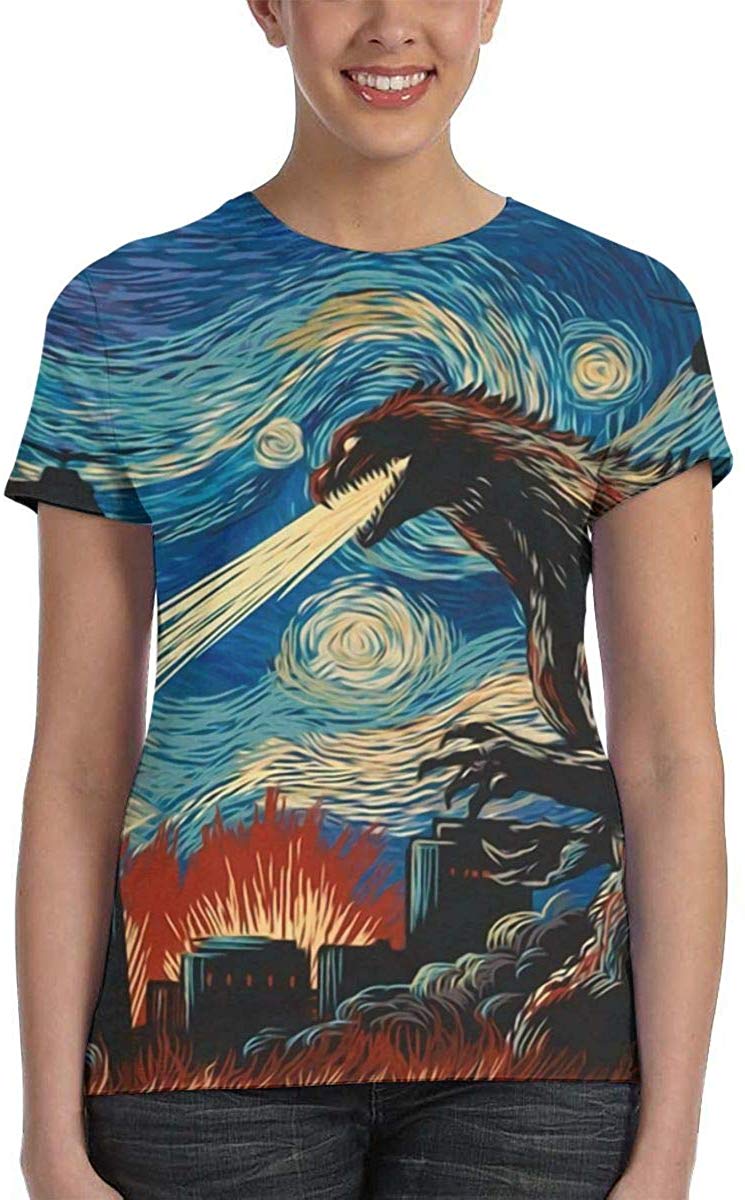Womens God Zilla 2 King of Monsters 3D Printed Short Sleeves Shirt Godzi27