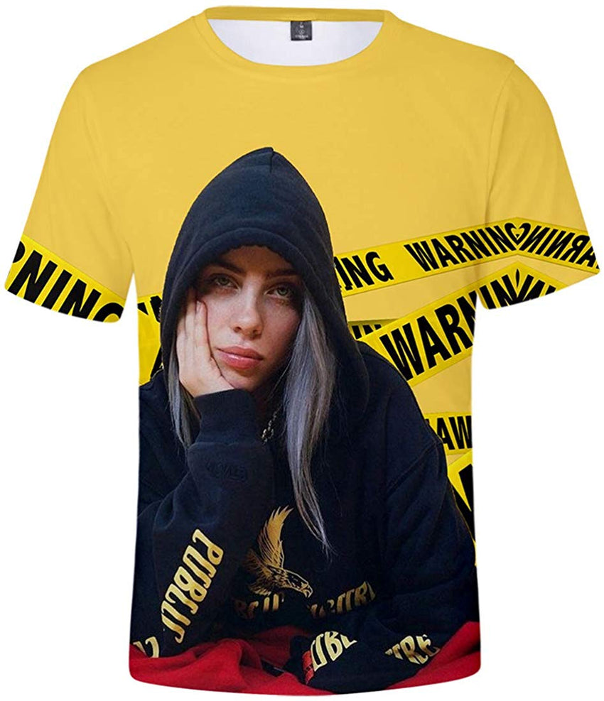 Women 3D Printed T Shirt Casual Tees for Music Fans Yellow 03