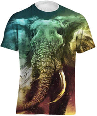 Men's Personality 3D Printed T Shirt,Dinosaur,Piranha,Dog,Elephant,Printing Short Sleeve Fashion Tee Elephant Color