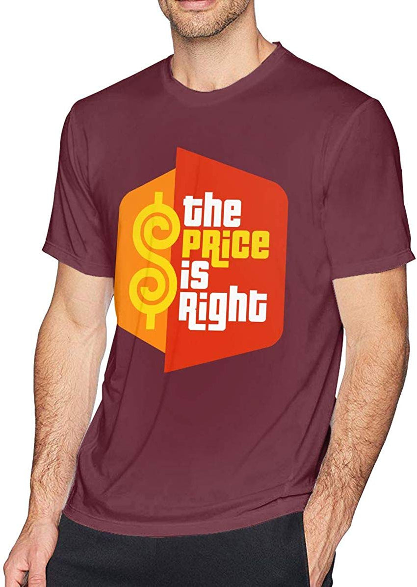 Men's Casual The Price is Right Tee T Shirt Short Sleeve O Neck Cotton T Shirt Sports Tops for Teens Plus Size Shirt Wine Red