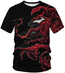 Venom Shirt,3D Venom Shirt Short Sleeve Shirts Casual Compression T Shirt Black red Men