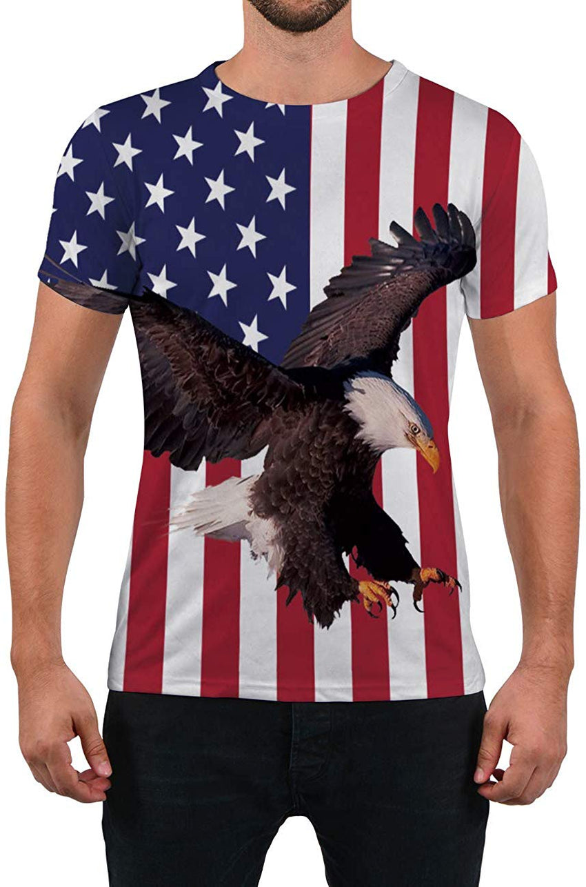 Mens T Shirts 3D Graphics Print Short Sleeve Funny Summer T Shirts 8 Flage