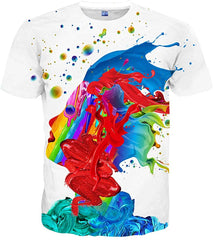 Unisex 3D Print Tshirts Short Sleeve Cool Graphic Tees for Women Men Style white
