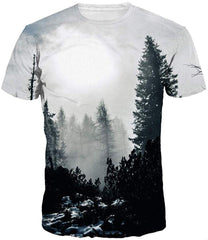 Unisex 3D Wolf T Shirts Couples Summer Short Sleeve T Shirts Casual Tees Forest Trees
