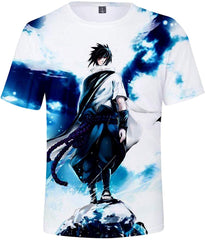 Unisex Novelty Tee Tops 3D Printed with The Japanese Anime Naruto T Shirts for Men Women Blue&white