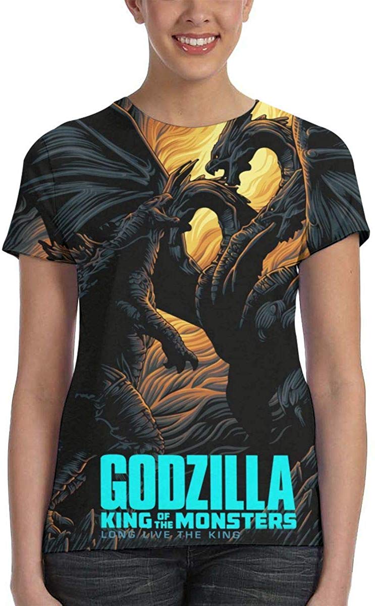 Womens God Zilla 2 King of Monsters 3D Printed Short Sleeves Shirt Godzi30