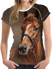 Summer T Shirt Women Casual Funny 3D Horse Crop Tops Girls Tees Tops Horse1