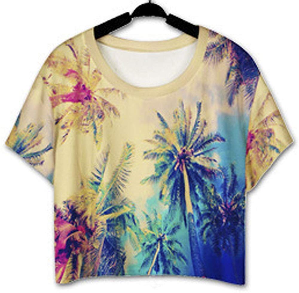 Women's Summer 3D Digital Printed Baggy Bat Casual T Shirt Tree