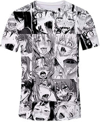 Unisex 3D Anime Ahego T Shirt Funny Shy Girl Cartoon Causal Tee Tops Ahegao Shy