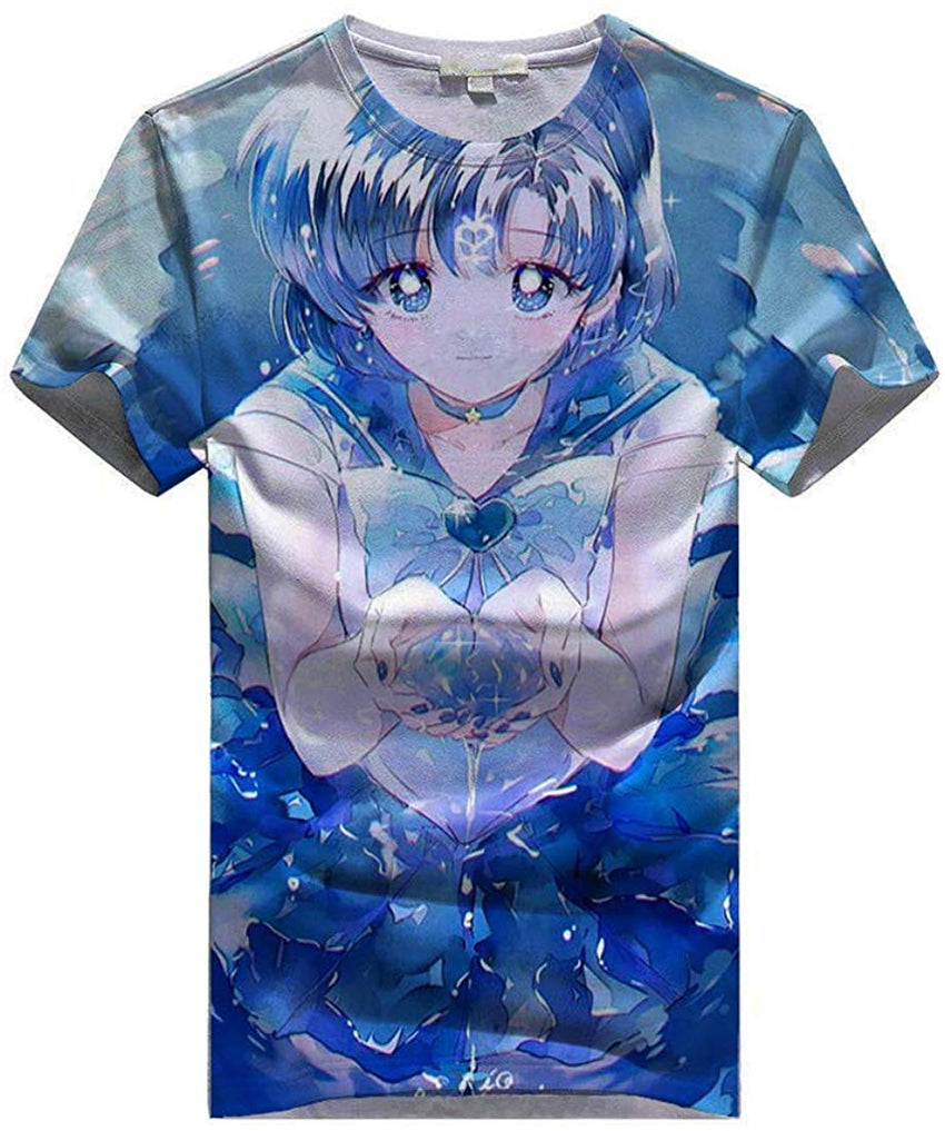 Women Sailor Moon 3D Graphic T Shirt Casual Top Sailor Mercury2