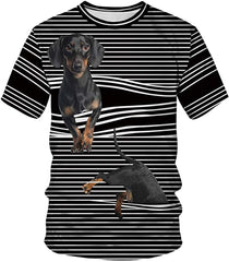 Men's Colorful 3D Animal Galaxy Print T Shirt Short Sleeve Fashion Casual Tees Dog in Window shades