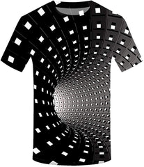 Save15% BBesty Men's Fashion Loose Soild Color 3D Round Neck Print Short Sleeve T Shirt Top Blouse Black