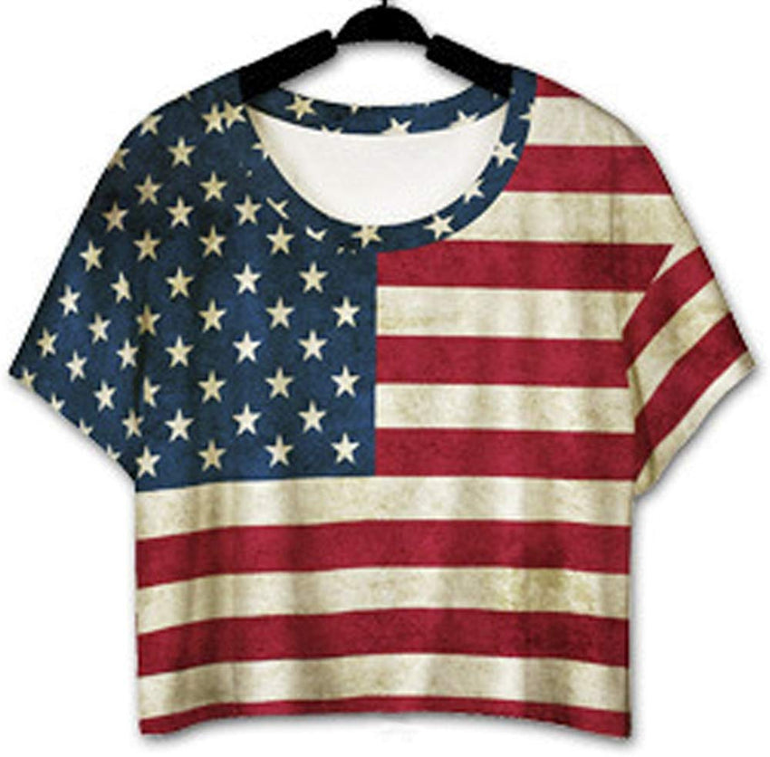 Women's Summer 3D Digital Printed Baggy Bat Casual T Shirt Flag 1