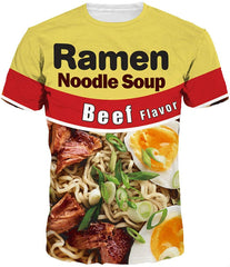 Unisex 3D Print Short Sleeve T Shirt Fashion Couple Tees Beef Noodle
