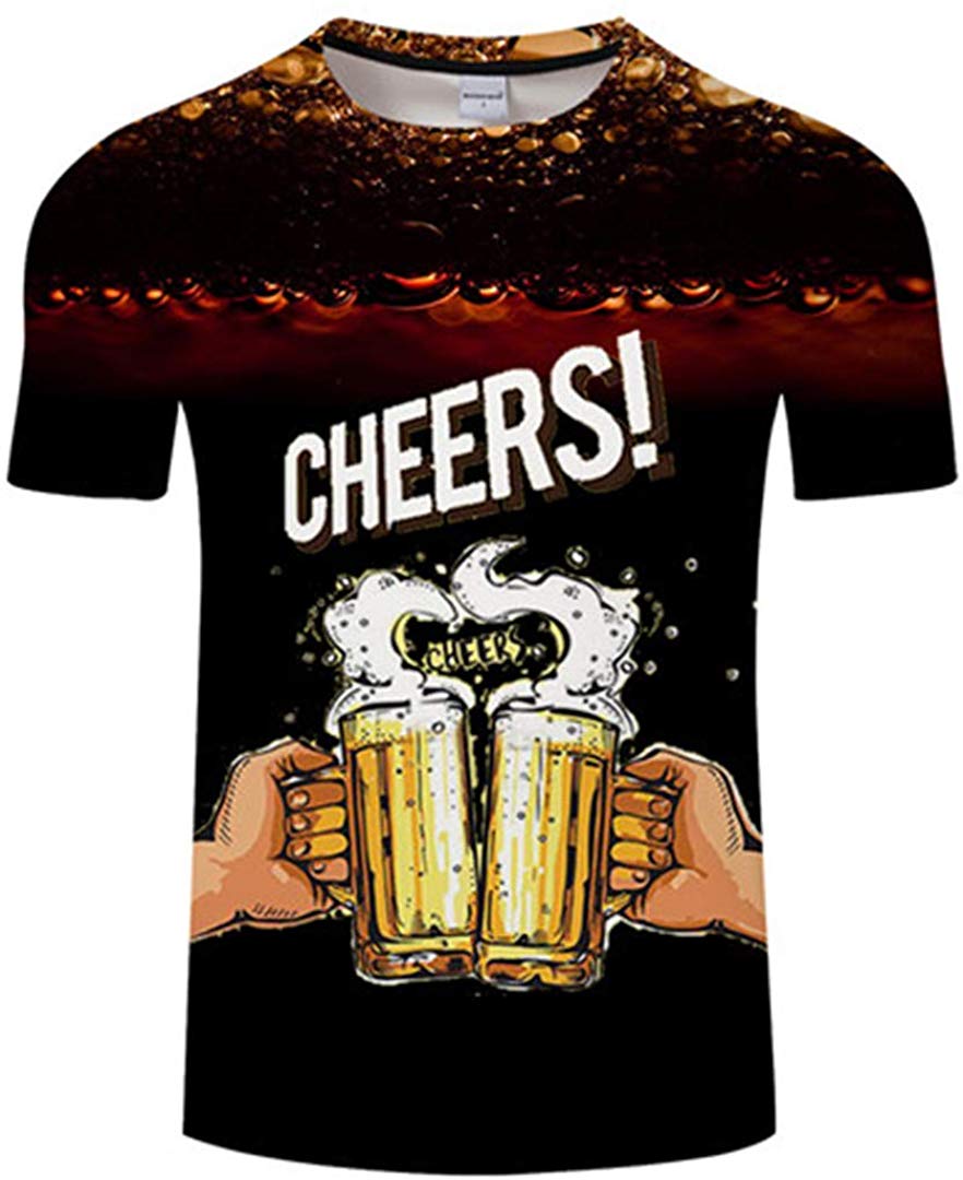 Summer Men's Clothing O Neck Clock Jacket Beer Short Sleeved 3D T Shirt Large Size 5XL Txkh3043